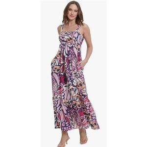London Times Women's Smocked Back Babydoll Tiered Maxi Dress